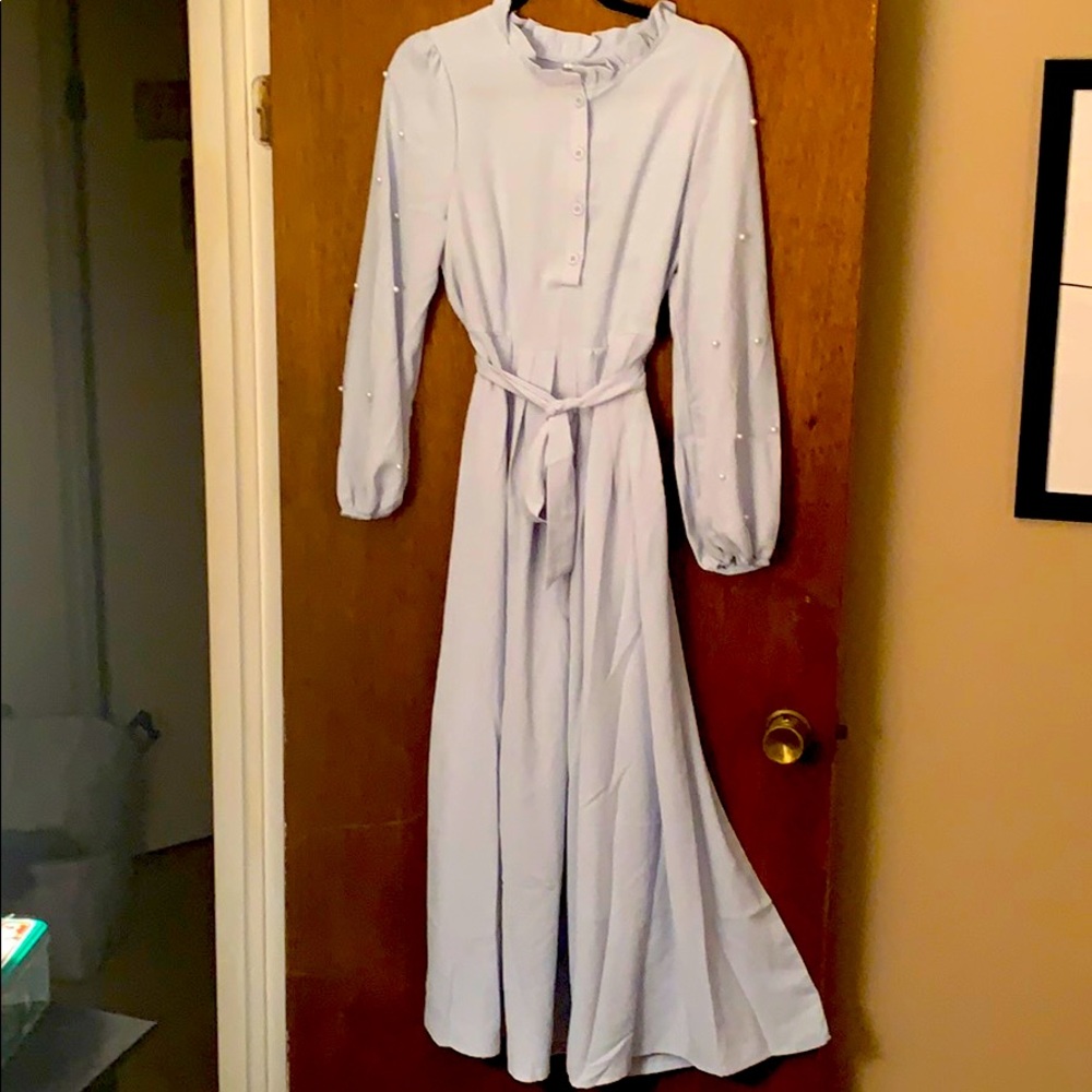 Long sleeve dress with pearl detail